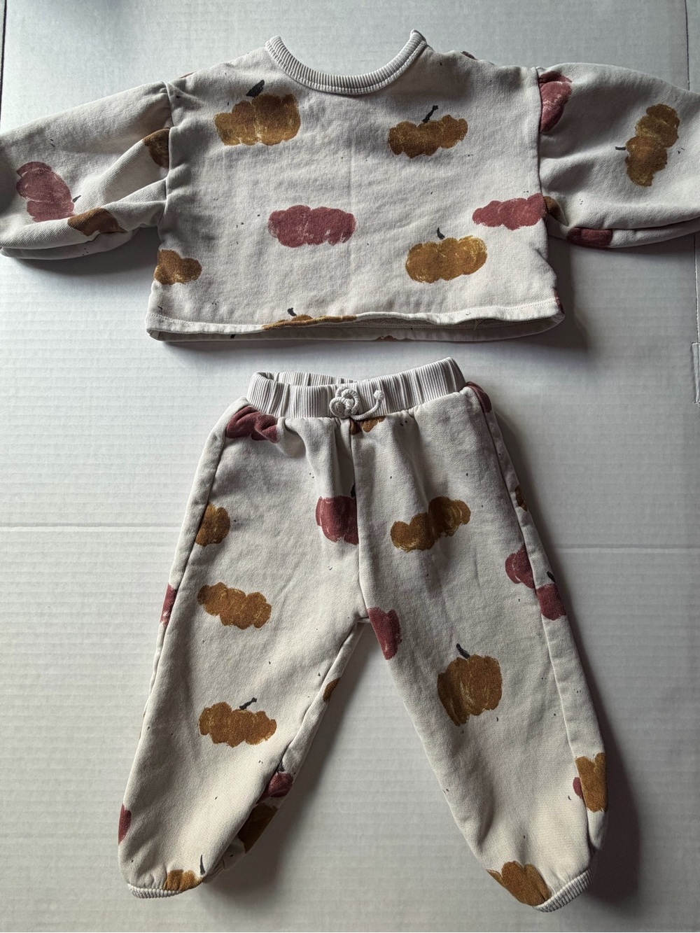 Play Up Baby Pumpkin Print Sweatshirt Jogger Set 12M